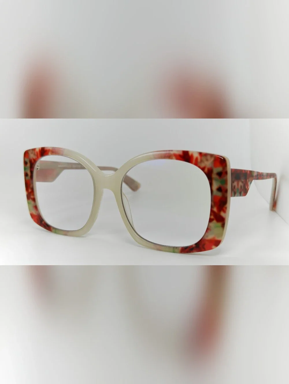 Amaryllis. Red Floral Women's Frame. Large Acetate.